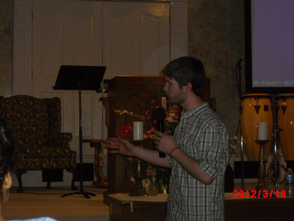 Chris Ulery speaking at a church event