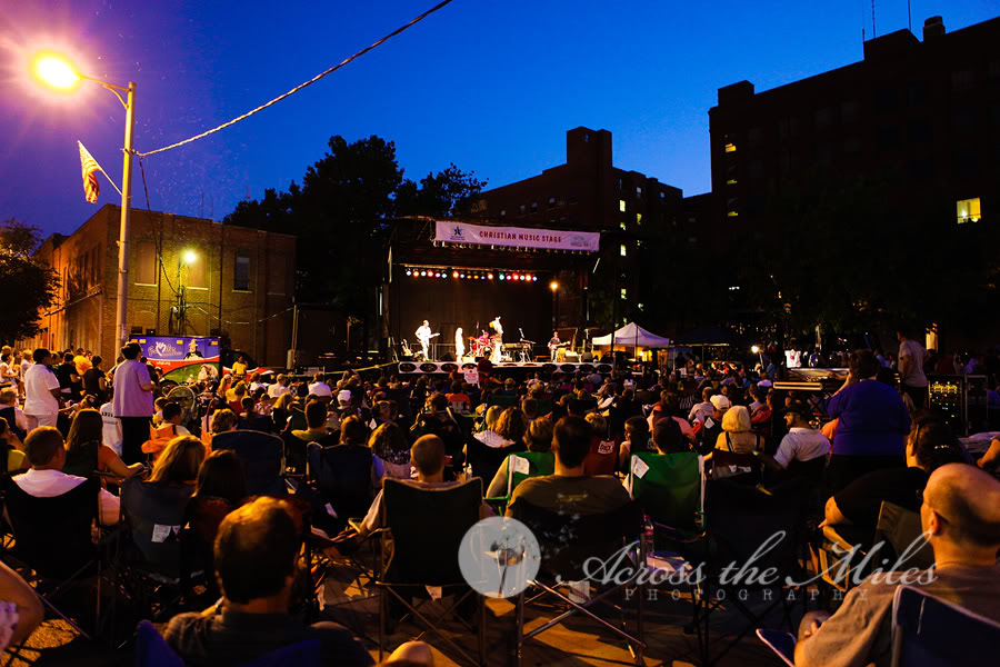 Crowd at an outdoor evening concert in Decatur where Chris Ulery performed